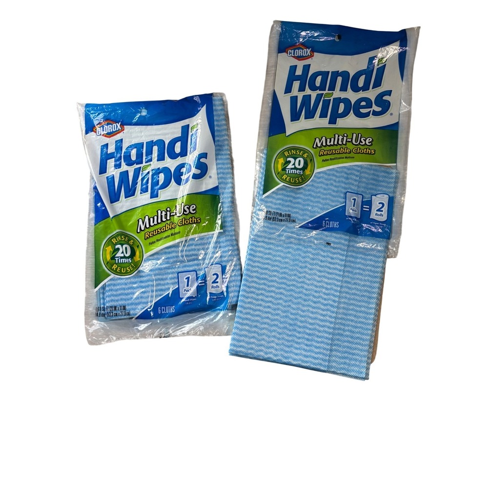 Clorox Handi Wipes Multi-Use Reusable Cloths 10 Count Blue White 21x11in 2 Packs